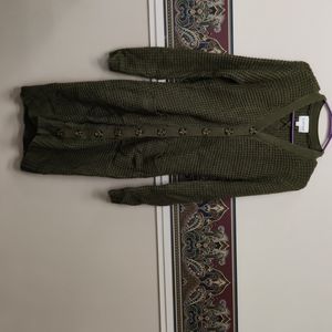 Army green cardigan